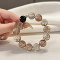 Natural Golden Rutilated Quartz Bracelet – Genuine Hair Crystal Beaded Stretch Bracelet